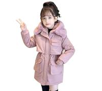 Tilozs Winterjacke Winddichte Mädchen Mantel Langer Kapuzen Kindermantel Steppjacke Outdoor Parka