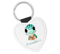 timalo Schlüsselanhänger personalisiert mit Namen Herz Schlüsselband aus Kunstleder Leder für Kinder Motiv Tiere | 04- Schildkröte