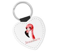 timalo Schlüsselanhänger personalisiert mit Namen Herz Schlüsselband aus Kunstleder Leder für Kinder Motiv Tiere | 16- Flamingo