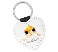 timalo Schlüsselanhänger personalisiert mit Namen Herz Schlüsselband aus Kunstleder Leder für Kinder Motiv Tiere | 17- Fisch