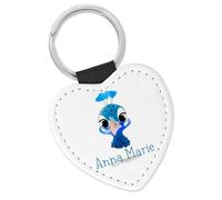 timalo Schlüsselanhänger personalisiert mit Namen Herz Schlüsselband aus Kunstleder Leder für Kinder Motiv Tiere | 48- Pfau