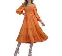 Timathous Damen Off Shoulder Sommerkleid trägerlos Strand Bohemien Maxikleid Lange Röhre Kleid, Orange 9, L