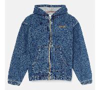 Timberland - All Gender Denim-Bomberjacke mit Kapuze und durchgehendem Reißverschluss in Blau, Blau, Größe: L