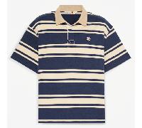 Timberland - All Gender Kurzärmeliges Rugby-Polohemd mit Streifen in Dunkelblau/Beige, Blau, Größe: M