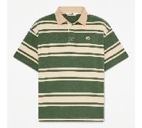 Timberland - All Gender Kurzärmeliges Rugby-Polohemd mit Streifen in Dunkelgrün/Beige, Grün, Größe: S