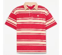 Timberland - All Gender Kurzärmeliges Rugby-Polohemd mit Streifen in Rot, Rot, Größe: M