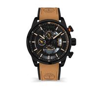 Timberland Callahan Herren Chronograph Analog 46mm Edelstahl/Leder Braun-Schwarz, Wasserdichtigkeit: 5 bar, TDWGF2102603