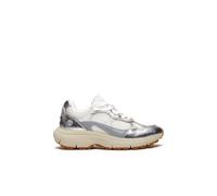 Timberland Womens Low Lace UP Sneaker natural mesh w silver 9 Wide Fit