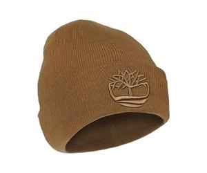Timberland Herren Mütze mit 3D-Stickerei, weiche Strickmütze, erhöhtes Logo, warme Stretch-Passform für kaltes Wetter, Weizen, Einheitsgröße