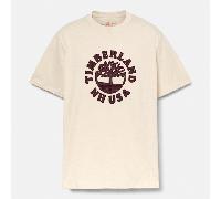 Timberland - Kurzärmeliges T-Shirt mit Weihnachtsgrafik vorne für Herren in Beige, Herren, Beige, Größe: XXL