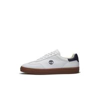 Sneaker TIMBERLAND "LISBON ESSENTIAL LOW LACE UP SNEAKER", Herren, Gr. 44,5, weiß fg w navy, Leder, Schuhe Sneaker (38208338-44,5) weiß fg w navy