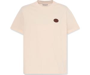 Timberland Mens Leather Badge HW Short Sleeve Tee white smoke L