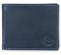 Timberland Men's Leather Wallet with Attached Flip Pocket Travel Accessory-Bi-Fold, Navy (Cloudy), One Size