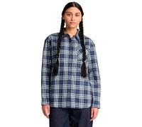 Timberland Womens Midweight Flannel Pocket Long Sleeves Shirt naval acad yd S