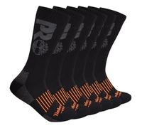 Timberland PRO Herren 6-Pack Crew-Socken, Schwarz, Large (6er Pack)