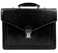 Time Resistance Aktentasche für Herren, 100% Leder - handgefertigt in Italien - Arbeitstasche - Laptoptasche - Businesstasche - stylische Umhängetasche (Schwarz)