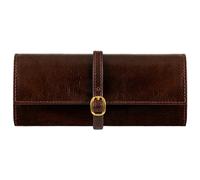 Time Resistance Braun Leder Schmuck Organizer - 100% Leder Schmuckrolle für Reisen Hergestellt in Italien - Reise Schmucketui aus Vollnarbenleder - Travel Jewelry Case - Jewellery Organizer