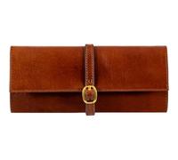 Time Resistance Cognac Braun Leder Schmuck Organizer - 100% Leder Schmuckrolle für Reisen Hergestellt in Italien - Reise Schmucketui aus Vollnarbenleder - Travel Jewelry Case - Jewellery Organizer