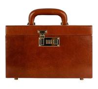 Time Resistance Cognac Braun Leder-Schmuckkästchen Vollnarbenleder Schmuck Organizer Aufbewahrung von Accessoires Schließfach mit Schlüssel