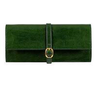 Time Resistance Grün Leder Schmuck Organizer - 100% Leder Schmuckrolle für Reisen Hergestellt in Italien - Reise Schmucketui aus Vollnarbenleder - Travel Jewelry Case - Jewellery Organizer