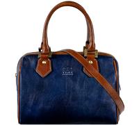Time Resistance Kleine Handtasche Damen - Schultertasche aus Leder - Tragetasche - Made in Italy - Portemonnaie - Tasche für Damen - Blau