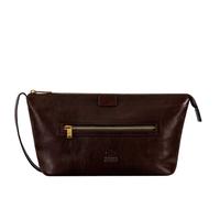 Time Resistance Kulturbeutel aus Leder Dopp Kit Kosmetiktasche aus Vollnarbenleder (Braun)