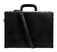 Time Resistance Leder-Aktenkoffer - Aktentasche aus italienischem Vollnarbenleder - Laptoptasche bis zu 15" - Hartschalenkoffer mit Schloss (Schwarz)