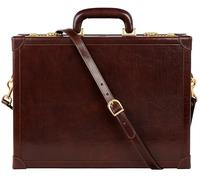 Time Resistance Leder-Aktenkoffer - Aktentasche aus italienischem Vollnarbenleder - Laptoptasche bis zu 15" - Hartschalenkoffer mit Schloss