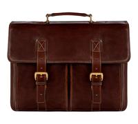 Time Resistance Leder Aktentasche - Handgefertigt in Italien aus Vollnarbenleder - Messenger Tasche Satchel Tasche - Laptoptasche (Braun)