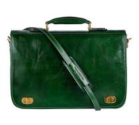Time Resistance Leder Aktentasche - Handgefertigte Umhängetasche Laptop Tasche für bis zu 15 Zoll - Laptop Dokumententasche A4 (Grün)