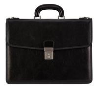Time Resistance Leder Aktentasche mit Schultergurt - Handgefertigt in Italien - Arbeitstasche - Businesstasche - Stylische Umhängetasche - Schwarz