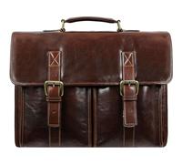 Time Resistance Leder Aktentasche mit Schultergurt Herren - Handgefertigt in Italien - Arbeitstasche - Businesstasche - Umhängetasche - Braun