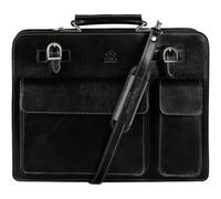 Time Resistance Schwarz Leder Arbeitstasche - Handgemacht Ledertasche 15 Zoll Laptoptasche Bürotasche Notebooktasche Businesstasche Aktentasche Umhängetasch