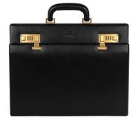 Time Resistance Leder-Attaché-Aktentasche Aktentasche aus vollnarbigem italienischem Leder - Laptoptasche bis zu 15 Zoll - Hartschale mit Schloss (Schwarz)