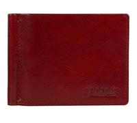 Time Resistance Leder Bifold Geldbörse - Handgefertigte Italienische Vollnarbenleder Geldbörse - Schlanke Geldbörse mit Geldklammer (Rot)