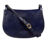 Time Resistance Leder-Hobo-Tasche - Leder-Shoulderbag - Handgefertigte Tasche aus Italien für Damen (Blau)