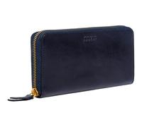 Time Resistance Leder Minimalistische Geldbörse - Handgefertigte Italienische Vollnarbenleder Kontinentalgeldbörse - Schlanker Karten- und Bargeldhalter (Blau)