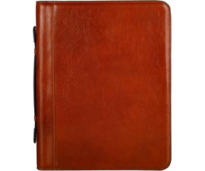 Time Resistance Leder Portfolio - Dokumententasche mit Tragegriff - Tablet Größe Hülle Made in Italy, Cognac-Braun