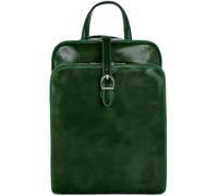 Time Resistance Leder-Rucksack, umwandelbar zur Umhängetasche, Reiserucksack aus genarbtem Echtleder für Damen, Grün , Classic