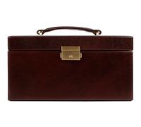 Time Resistance Leder Schmuckkästchen - Braun Schmuckaufbewahrung - Schmuck Verstauen - Schmuckkasten mit Spiegel - Schmuck Organizer mit Vielen Fächern - Jewelry Box