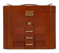 Time Resistance Leder Schmuckkästchen - Schmuck Verstauen - Schmuckkasten mit Spiegel - Schmuck Organizer mit Vielen Fächern (Cognac Braun)