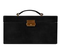 Time Resistance Leder Schmuckkästchen - Schwarz Schmuckaufbewahrung - Schmuck Verstauen - Schmuckkasten mit Spiegel - Schmuck Organizer mit Vielen Fächern - Jewelry Box