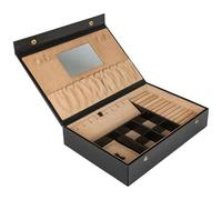 Time Resistance Leder-Schmuckkästchen Vollnarbenleder Schmuck Organizer Aufbewahrung von Accessoires