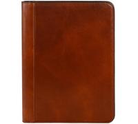 Leder Schreibmappe A4 - Konferenzmappe für Herren - Organizer Mappe - Stylische Aktenmappe - Cognac Braun - Time Resistance