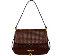Time Resistance Leder-Schultertasche - Handtasche aus Vollnarbenleder mit Knebelverschluss - Elegante Tasche für Damen (Braun)