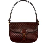 Time Resistance Leder-Shoulderbag - Saddle Bag mit Magnetverschluss - Lederhandtasche für Damen (Braun)