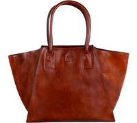 Time Resistance Leder Tote Bag - Handgefertigte Schultertasche aus Vollnarbenleder für Damen - Italienische Handtasche (Cognac-Braun)