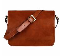 Time Resistance Leather Messenger Bag for Men, Handmade Crossbody Bag, Shoulder Bag Made in Italy, cognac