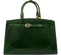 Time Resistance Lederhandtasche für Damen - Tote Bag aus Vollnarbenleder - Schultertasche mit Obergriff (Grün)