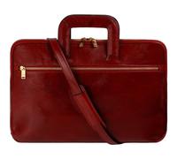 Time Resistance Leder Aktentasche Herren mit Schultergurt - Handgefertigt in Italien - Arbeitstasche - Businesstasche - Umhängetasche - Rot
